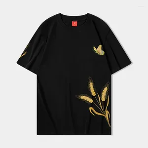T-shirts pour hommes Chemise de luxe de broderie de papillon pour hommes à manches courtes Casual Summer Qualité Coton Tees Confortable Camisetas Masculino