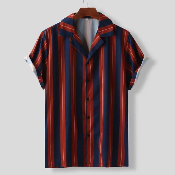 T-shirts pour hommes Bouton Col Robe Pour Hommes Chemise D'été Boutons Manches Lâche Court Blouse Décontractée Coloré Personnalisé Hommes