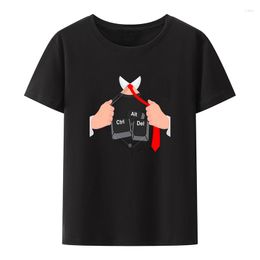 Heren T-shirts Knoppen voor software-ingenieurs Katoenen T-shirts Ctrl Alt Del Loose Top Y2k Tops Tech Zevity Shirt Camisetas Koszulki Humor