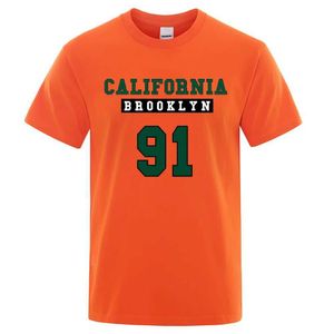 T-shirts masculins California Brooklyn 91 Strt Letter Tshirt Imprimement drôle Fashion Coton T Vêtements Casual Summer Luxury T-shirt Y240429