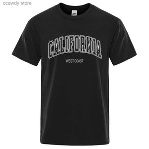 T-shirts masculins California West Coast Strt Tter Tops Homme Hip Hop Crewneck T Vêtements Shirt Summer Breatp T-shirt Cotton Tshirt H240507