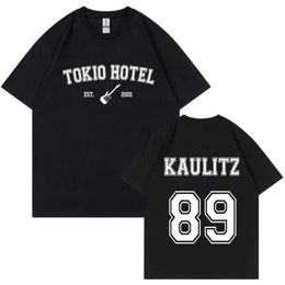 T-shirts masculins Camiseta masculina de manga curta algodo puro banda rock tokio hôtel kaulitz blusa punk strtwear moda hip-hop 2023 h240425