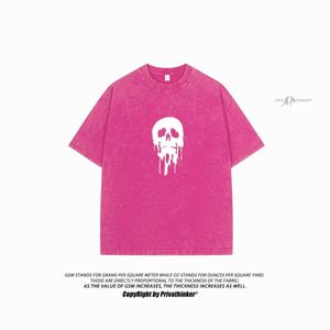 T-shirts masculins Camisetas com estampa gtica féminina strtwear tops de manga curta lavados cido camiseta y2k moda vero h240425