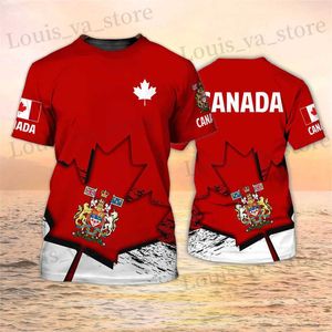 T-shirts masculins Canada T-shirts canadiens drapeau emblème Maple Leaf 3d imprimement T-shirt Strtwear Fashion surdimensionné garçons TS TS Men Clothing Tops T240419