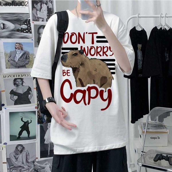 Camisetas para hombres Capibara Top Hombres Diseñador cómico Divertido Top Ropa de diseñador masculino Capibara Camiseta divertida Kawaii Ropa de calle W0322