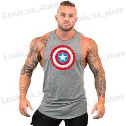 T-shirts masculins Captain Gym Sleveless Shirt Workout Top Top Men Body Body Clothing Mens Mens Sports Vestes Muscle Man Tops T240419