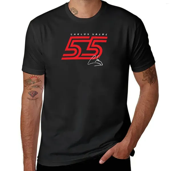 T-shirts masculins Carlos Sainz 55 T-shirt Vintage Vintage Blacks Plain Blacks Men