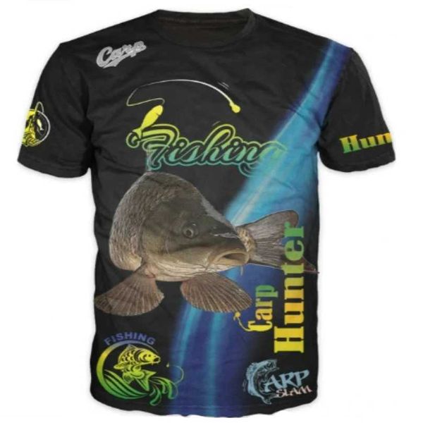 T-shirts masculins carpe poisson 3d imprimé hommes t-shirt t-shirt décontracté haut tops de pêche extérieure o cou ts t-shirts drôles