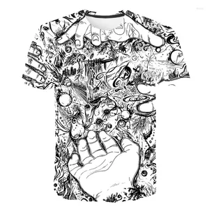 Heren t shirts cartoon 3d print t-shirt oversized shirt heren kleding grappige hand korte mouw casual tops o-neck tee