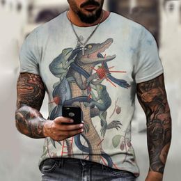 Camisetas para hombre, Camiseta con estampado 3D de animales de dibujos animados, Jersey deportivo Harajuku, moda informal, divertida, tendencia de personalidad, Top de gran tamaño