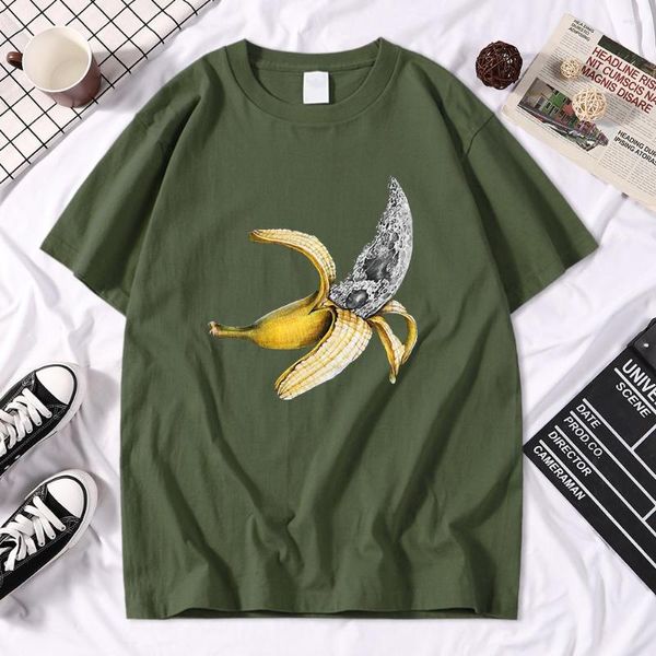 Camisetas para hombre, camiseta con estampado de plátano de dibujos animados, camiseta cómoda creativa para hombre, camiseta de gran tamaño Vintage de verano, camisetas de cuello redondo simples para hombre
