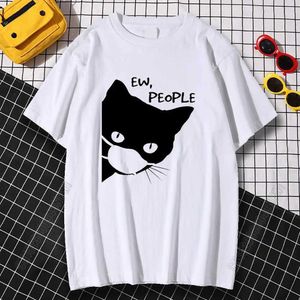T-shirts voor heren Cartoon Zwarte kat afdrukken T-shirts Men Summer T Kleding Crewneck Otensize Tops Losse 100% katoen T-shirts Casual tops Men G240529