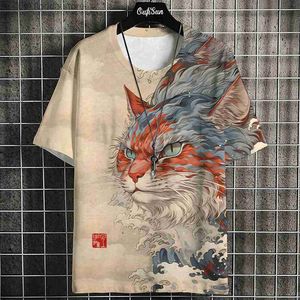 T-shirts pour hommes Cartoon Cat Graphic T-shirt pour hommes 3D imprimé pull décontracté pour hommes été o-cou sweat-shirt hauts en vrac quotidien court Slve Ts Y240315