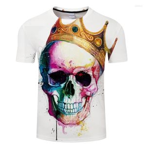 Camisetas para hombre, camiseta con estampado 3D de corona craneal de dibujos animados, camiseta de manga corta de verano para hombre y mujer, cuello redondo