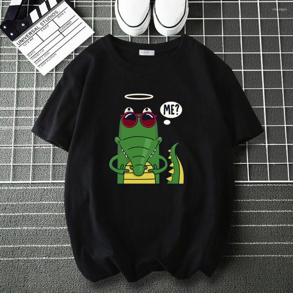 Camisetas para hombre, camiseta divertida de cocodrilo de dibujos animados para hombre y mujer, camisetas holgadas informales de marca a la moda para hombre, camisetas Harajuku de Hip Hop para hombre