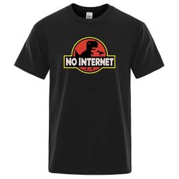 T-shirts pour hommes T-shirt Dinosaur Tee-shirt imprimé sans Internet T-shirt Men Dino Tshirt Funny Harajuku Tops Jurassic Offline Park Mens T-shirtl2425