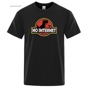 T-shirts voor heren Cartoon Dinosaur T-shirt Gedrukt No Internet T-shirt Men Dino T-shirt Grappig Harajuku Tops Jurassic Offline Park Mens T-shirtl2404