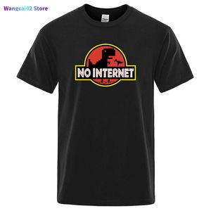 T-shirts voor heren Cartoon Dinosaur T-shirt Gedrukt geen internet t-shirt mannen dino t-shirt grappig Harajuku tops Jurassic offline park heren t-shirt 022223H