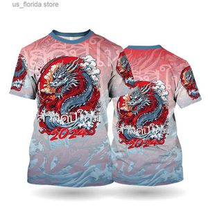 Camisetas para hombres Camiseta de dragón de dibujos animados para hombres Impresión 3D Moda Tops cortos Slve Tops masculinos de gran tamaño Jersey 2024 New Strtwear Sudadera casual Y240314