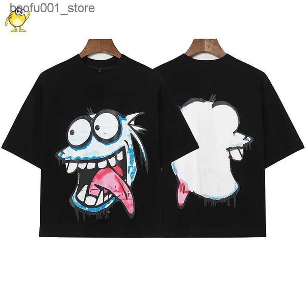 Camisetas para hombres Dibujos animados Graffiti Impresión Blutosatire Wimpy Kid T Shirt Hombres Mujer Casual Flojo 100% Algodón Manga corta Negro Q240220