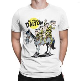 Heren t shirts cartoon lustiges trio vintage lucky luke shirt voor mannen katoenen t-shirt ronde nek