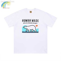 T-shirts voor heren Cartoon Polar Bear Printing Patroon Human Made T-Shirts Men Women Hoge kwaliteit Top T-stukken Black Wit Korte mouw