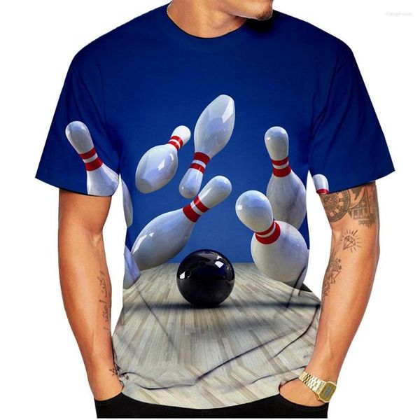 T-shirts pour hommes T-shirt de dessin animé Bowling Ball Print Street Fashion Sweat-shirt à manches courtes Top T-shirt décontracté T-shirt surdimensionné Vêtements unisexes