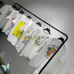 Heren T-Shirts CASABLANCA Blok Tekst Siciliaanse Stijl Mannen Vrouwen Katoenen T-shirt Casual Hawaiian Korte Mouw T-shirt T230303