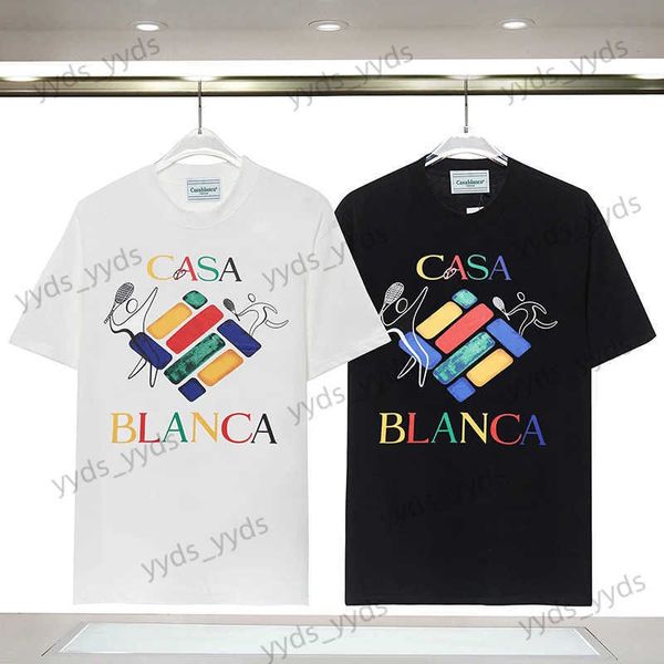 T-shirts hommes CASABLANCA Casa Arrivée Coton Peinture Impression T-shirt Noir Blanc Nouveau 1 1 Hommes Femmes Meilleure Qualité O-Cou Oversize Manches Courtes T231122