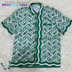 T-shirts pour hommes CASABLANCA Casual Hawaiian Full Print Green Chemise à manches courtes 020723H