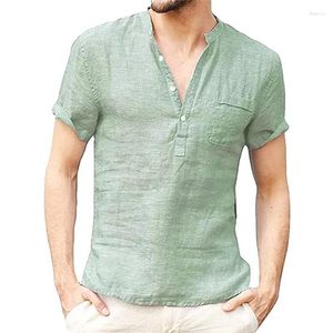 Camisetas para hombres Camiseta transpirable Casual Algodón de algodón corto de manga corta y lino