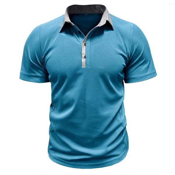 Camisetas para hombre, camisa informal de negocios de Color sólido con solapa y botones impresos, camiseta de gran tamaño, ropa Y2k