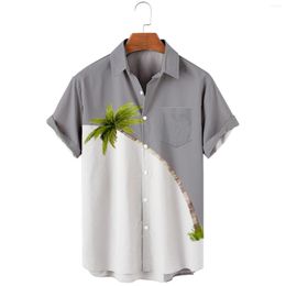 T-shirts pour hommes Robe décontractée Hommes Hommes Floral Manches courtes Button Down Beach Hi Neck