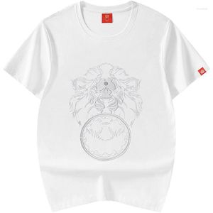 Hommes t-shirts décontracté broderie chemise hommes Lion chinois Harajuku coton à manches courtes Hip Hop t-shirts été hauts Streetwear jeunesse 2023