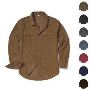 T-shirts pour hommes Casual Automne Chemise en velours côtelé à manches longues Poche boutonnée Veste à revers pour hommes Vêtements rétro des années 60 Grand