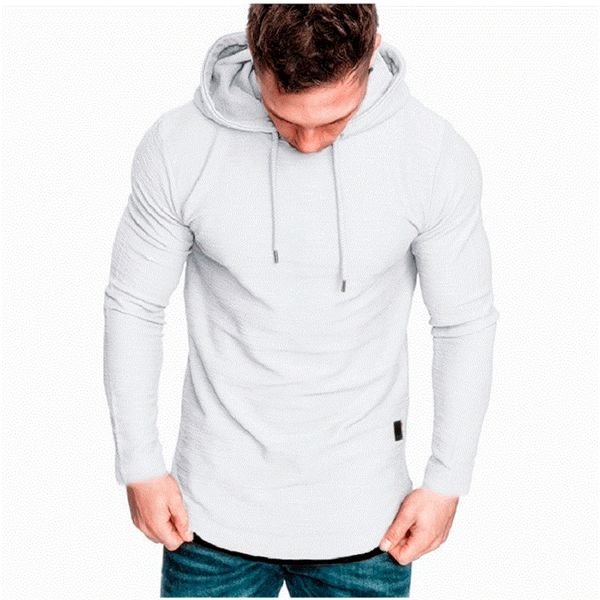 Camisetas de hombre casual moda color sólido camiseta de manga larga con capucha deportes de verano 220920