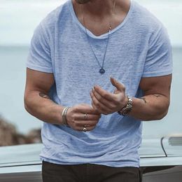 T-shirts voor heren Casual man Baggy Basic T-shirt Effen Kleur Korte mouw O-hals Truien Zomer Dunne T-stukken Tops Shirt voor herenkleding