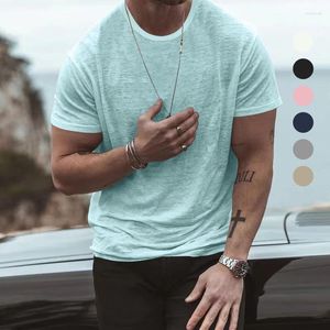 Camisetas de hombre Casual hombre sólido verano 2023 moda manga corta Top hombres ropa estilo cuello redondo pulóver camisetas Streetwear