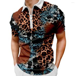 Heren t shirts casual heren polo streetwear zomer zomer korte mouw pullover mode luipaard geprinte strandtoppen sweatshirts