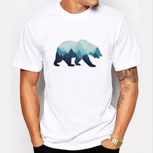 T-shirts pour hommes T-shirt décontracté pour hommes T-shirt d'été à manches courtes col rond Streetwear imprimé drôle forêt ours polaire Harajuku week-end t-shirts pour hommes