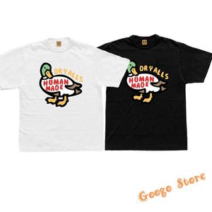 T-shirts pour hommes Casual Hommes Femmes 1 1 Cartoon Duck Print Human Made T-shirt Meilleure Qualité Slub Cotton Top Tee Printemps Été À Manches Courtes G230202