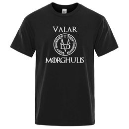 T-shirts masculins T-shirt pour hommes décontractés une chanson de glace et de feu T-shirt valar morghulis imprimé t-shirts d'été coton coton court slve vêtements respirant y240429