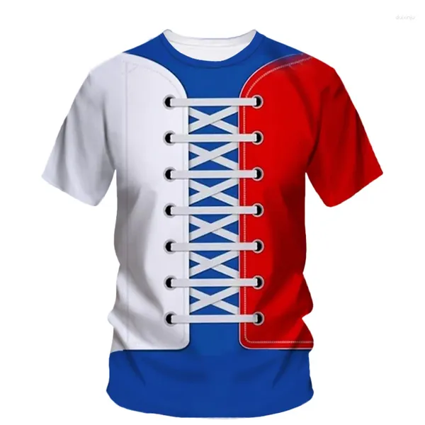 T-shirts pour hommes Casual Col rond T-shirt à manches courtes avec motif de lacet pour hommes et femmes Vêtements 3D Imprimer Top Hip Hop Chemise d'été