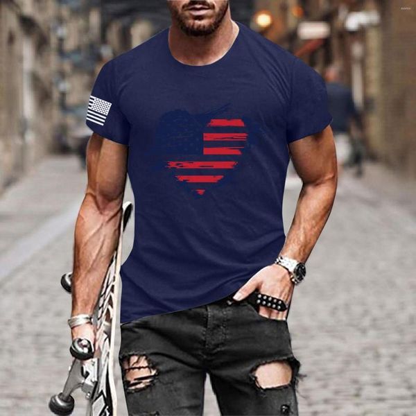 Camisetas de hombre Casual manga corta hombres verano día de la independencia moda camisa impresa gráfico a granel