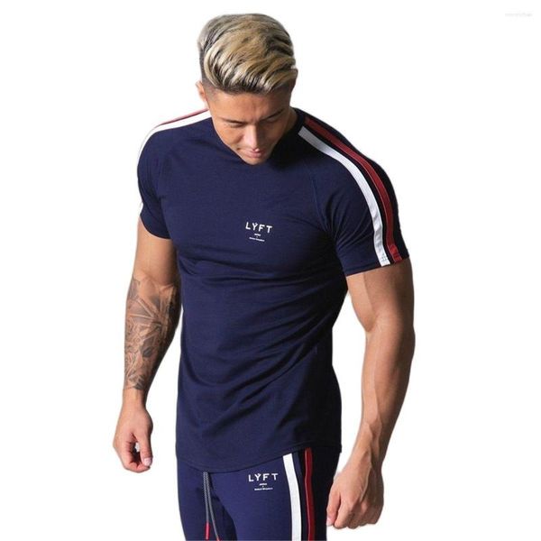 Camisetas de los hombres Camiseta flaca casual Hombres Camisetas de manga corta Gimnasio Fitness Culturismo Algodón Tops Hombre Verano Deportes Entrenamiento Ropa de entrenamiento