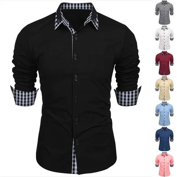 Camisetas para hombre Casual Primavera y otoño Botones de solapa Camisa de manga larga Tops Big Tall Christmas Romper Hombres