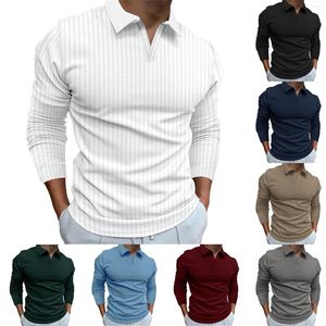 Camisetas para hombres Cuello alto informal Color sólido Manga larga Cuello en V para hombres altos Tops de algodón y spandex a granel