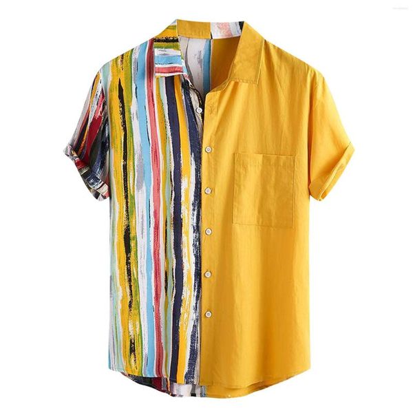Camisetas para hombres camiseta vintage casual a rayas a rayas hawaianas/verano hombres para hombres ropa étnica geométrica