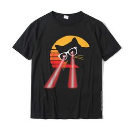 T-shirts pour hommes chat hipster yeux laser doux en situation difficile du soleil