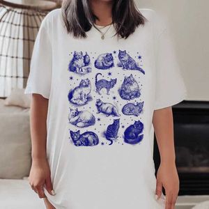 T-shirts pour hommes Cat étoile imprimement femme t-shirts mystiques mignons cottagecore esthétique T